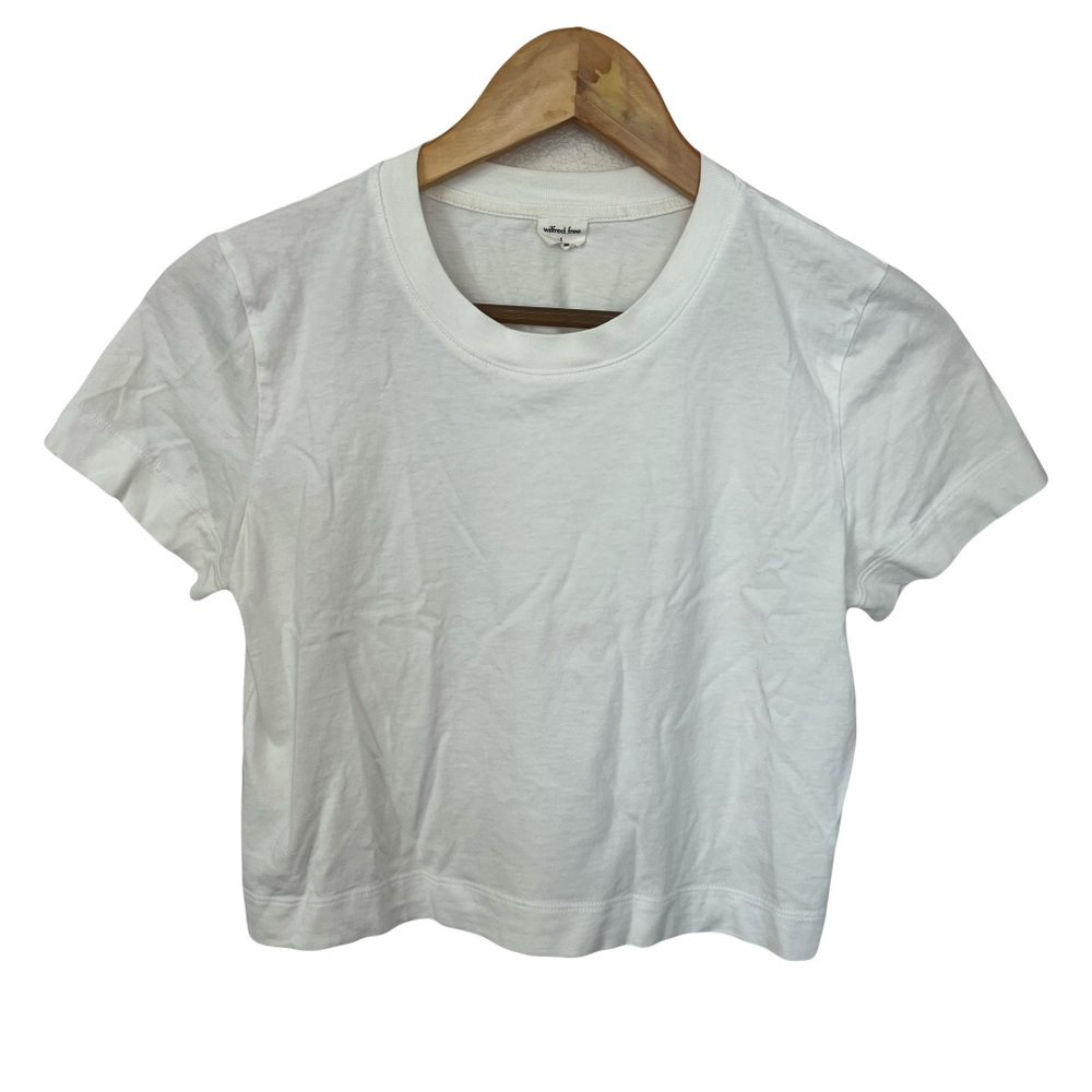 Aritzia Wilfred Free White Short Sleeve Crewneck Basic Crop Top T-shirt Small